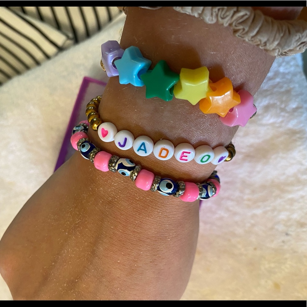 Pink & blue Evil Eye bracelet 👁